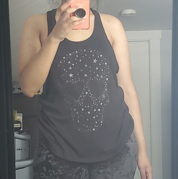 PINK Star Skull Lace Muscle Tank - Picture 4 of 6